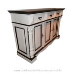 Sideboard Küchenanrichte Massivholz Gründerzeit Zweifarbig weiß + dunkelbraun mit Säulen