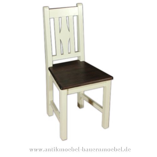 Stuhl Holzstuhl Küchenstuhl Fichte Vollholz Landhausstil Zweifarbig weiss & dunkelbraun