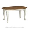 Esstisch Kulissentisch Holztisch weiß ausziehbar Massivholz Landhaus Louis Phillipe Rund