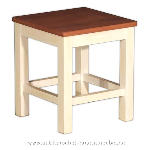 Hocker Massivholz weiß Holz-Schemel Holzhocker Sitzschemel Landhausstil Zweifarbig